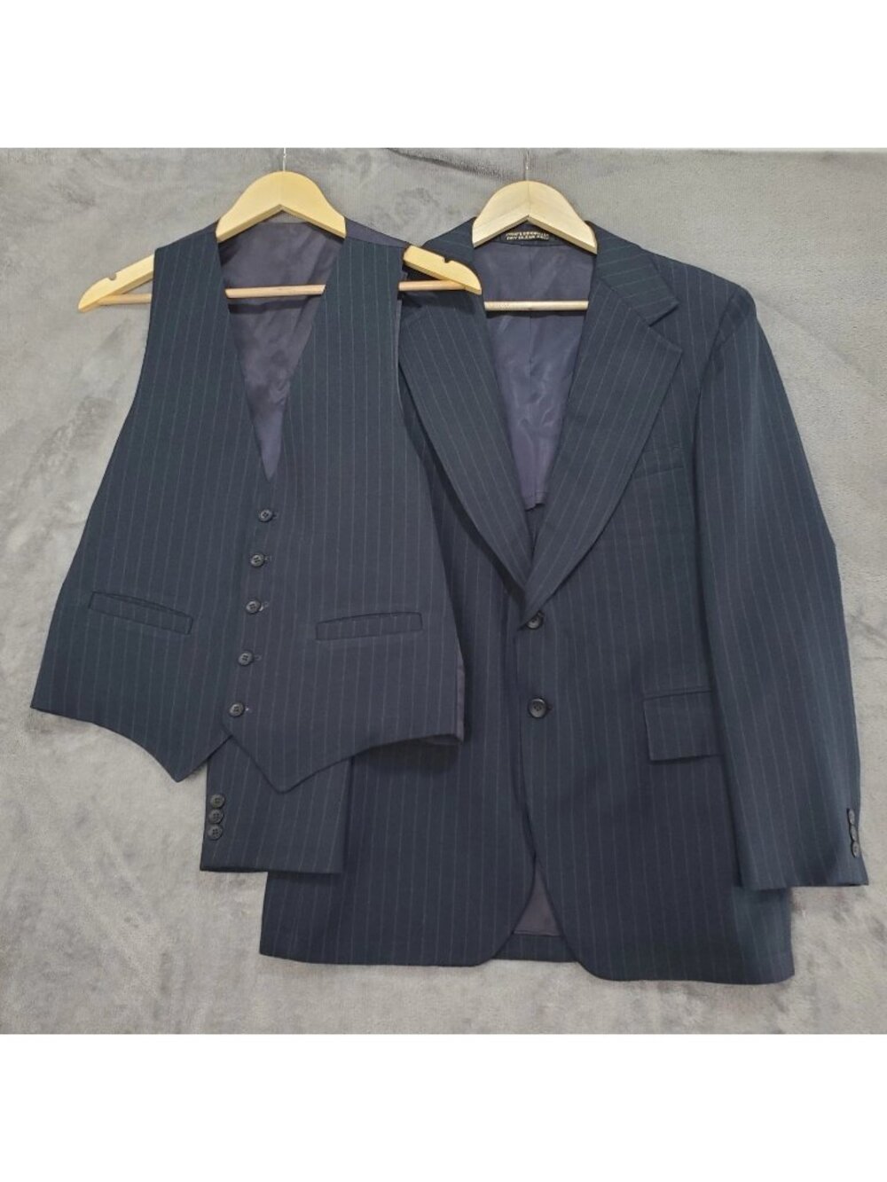 Vintage Mens 40R ? Warren Sewell Blazer & Vest Suit 2 Button Black Western Avant